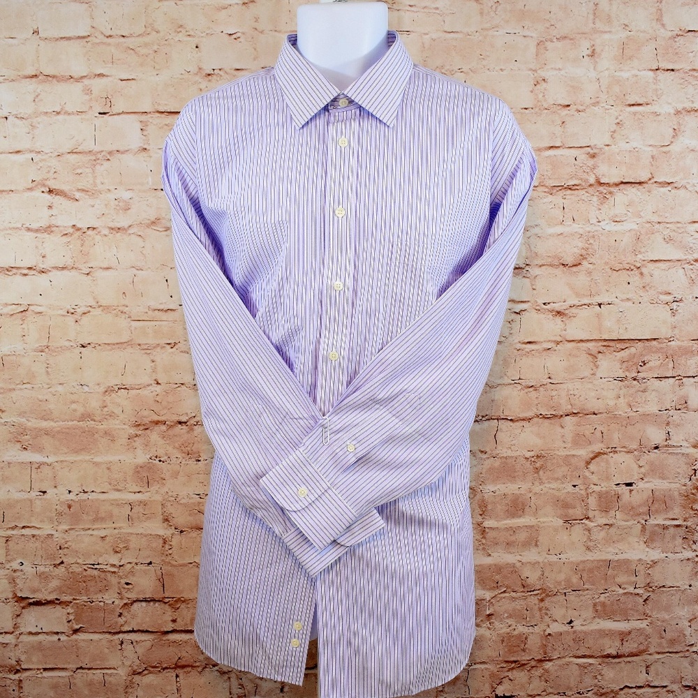 Paul Fredrick Pinpoint Stripe Cotton Dress Shirt
